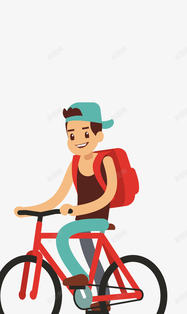 骑自行车的小男孩png免抠素材_新图网 https://ixintu.com 动漫动画 卡通人物 卡通手绘 小男孩 绿色帽子 自行车 装饰图
