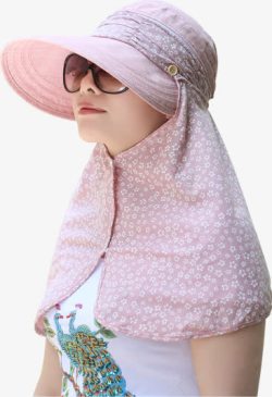 粉色多功能防晒遮阳帽素材