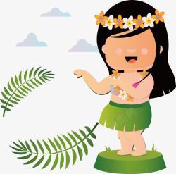 夏威夷女孩卡通草裙舞女孩高清图片