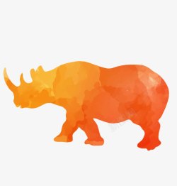 彩色野生犀牛剪影素材