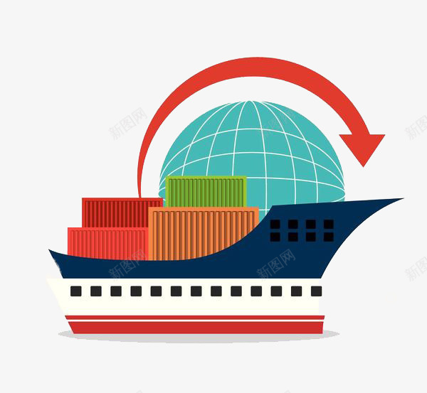 轮船运输的png免抠素材_新图网 https://ixintu.com 创意 卡通手绘 大型 大箱 跨海 轮船 运输 集装箱