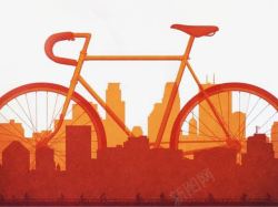 自行车城市剪影素材