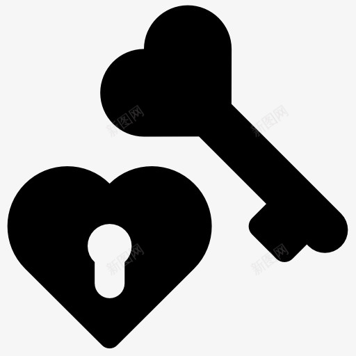 心形钥匙和锁图标png_新图网 https://ixintu.com 心形 钥匙