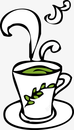 卡通卡通一杯热气腾腾的绿茶矢量图素材