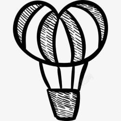 热空气心热气球图标高清图片
