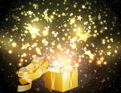 喷发出的礼物金色喷发礼物盒矢量图高清图片