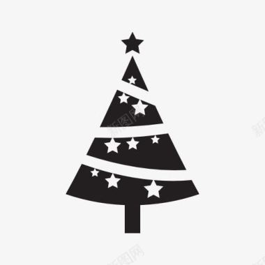 黑色星星圣诞树节日图标图标