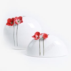 红色花朵白色瓷器素材