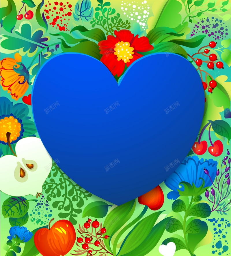爱心卡片矢量图ai设计背景_新图网 https://ixintu.com 卡片 卡通 手绘 水果 爱心 童趣 花朵 蓝色 矢量图