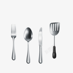 小勺叉子卡通厨具矢量图高清图片