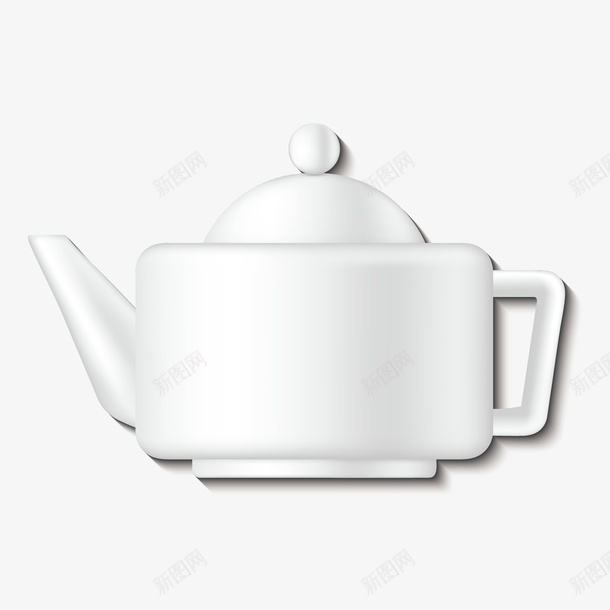茶壶矢量图ai免抠素材_新图网 https://ixintu.com 3D PNG免扣图下载 器皿 白色 白茶壶 陶瓷 矢量图