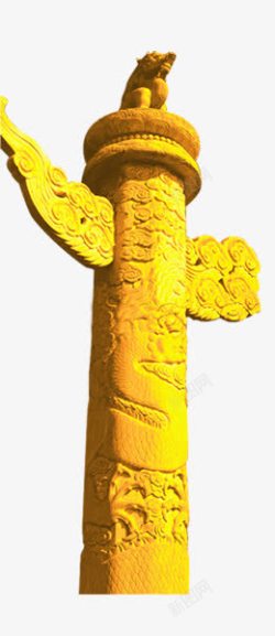 黄色华表花纹雕塑创意素材