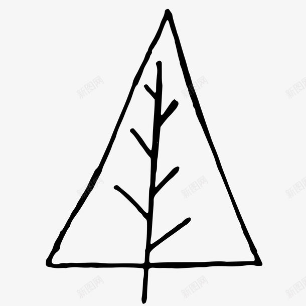 简笔线条三角树木图标png_新图网 https://ixintu.com 创意 叶子 小树 树木 植物 简笔 线条 绿叶