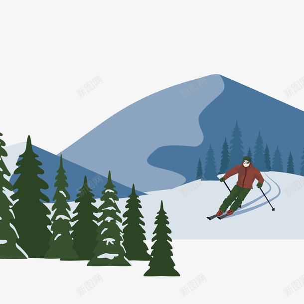 冬季滑雪的男子矢量图ai免抠素材_新图网 https://ixintu.com 冬季 滑雪 男子 运动 风景 矢量图
