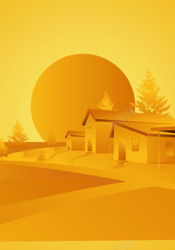 暖色金黄色暖色调房屋背景模板矢量图高清图片