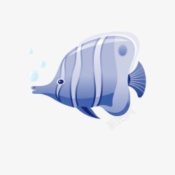 条纹小丑鱼手绘蓝色条纹鱼高清图片