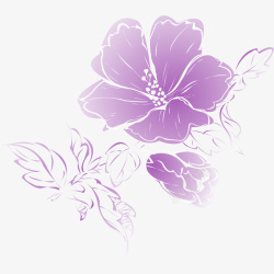 紫色水彩花卉素材