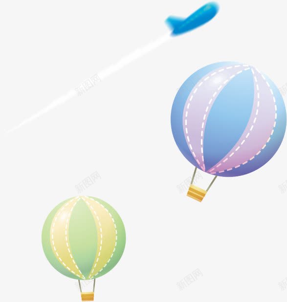 热气球插图png免抠素材_新图网 https://ixintu.com 卡通 热气球 飞机