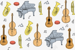 国际音乐节手绘乐器素材