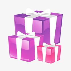 紫色卡通礼盒素材
