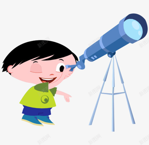 卡通手绘小男孩望远镜png免抠素材_新图网 https://ixintu.com 卡通 可爱 小男孩 望远镜 蓝色望远镜