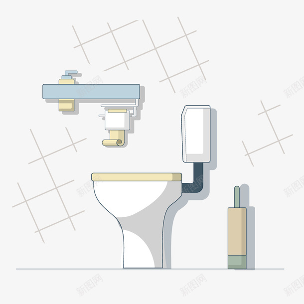 卫生间坐便器和卫生纸png免抠素材_新图网 https://ixintu.com 卡通 卡通坐便 卫生纸 卫生间 厕所 厕纸 简图 自动冲水