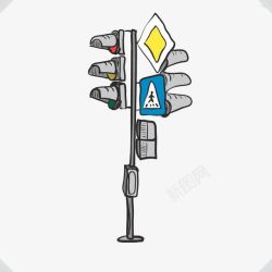 人行道信号灯手绘交通信号灯高清图片