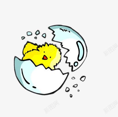 破壳的小鸡png免抠素材_新图网 https://ixintu.com PNG 免费 免费PNG 动物 手绘 蛋壳 黄色