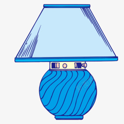 卡通蓝色台灯矢量图素材