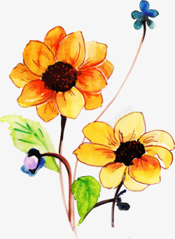 手绘水彩向阳花矢量图素材
