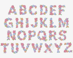 点线组成文字不同花色组成的英文字母高清图片