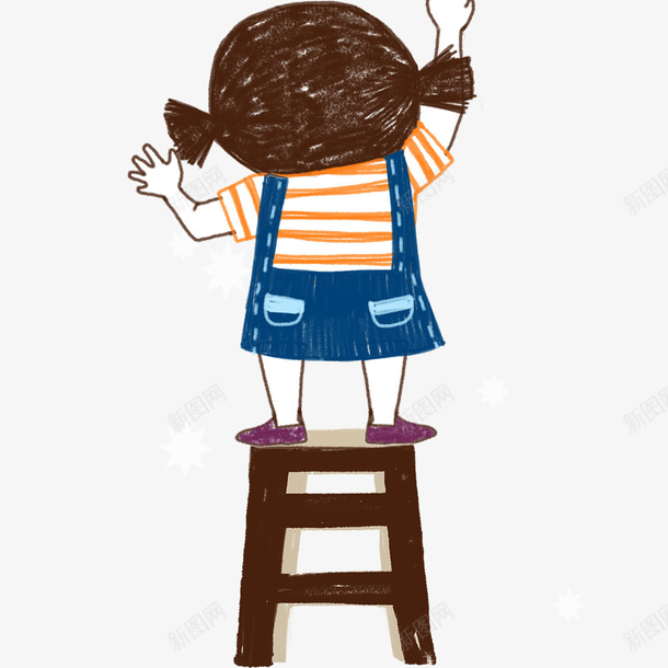 站在凳子上的女孩psd免抠素材_新图网 https://ixintu.com 儿童节素材 凳子 卡通元素 小女孩