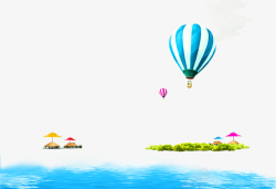 气球边框蓝色清新热气球海洋边框纹理高清图片