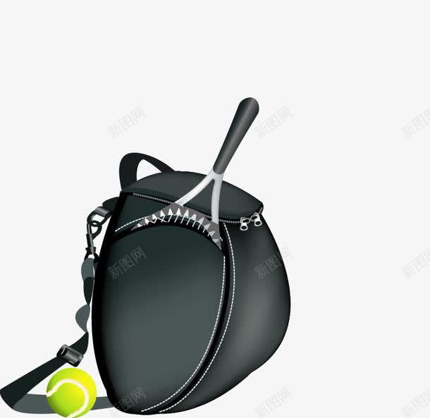 黑色网球包png免抠素材_新图网 https://ixintu.com 卡通 球拍 网球 背包 运动