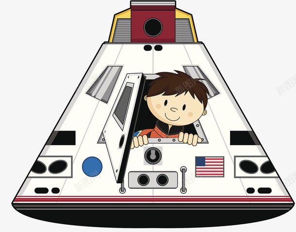 阿波罗探月插画png免抠素材_新图网 https://ixintu.com 太空舱 宇航员 插画 阿波罗探月计划