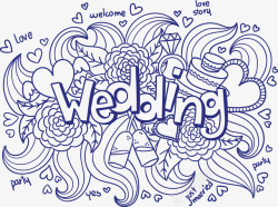 婚礼手绘矢量图素材