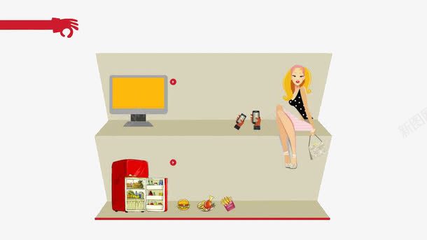 红色购物节PPT模板png免抠素材_新图网 https://ixintu.com PPT文本框 PPT模板 PPT背景 女人 电脑 红色 购物节 食品
