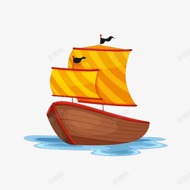卡通小船png免抠素材_新图网 https://ixintu.com 卡通画 小船 矢量装饰 装饰 轮船