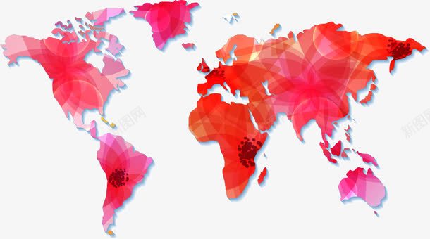 彩色世界地图png免抠素材_新图网 https://ixintu.com 世界地图 卡通地图 地图 矢量地图 红色地图