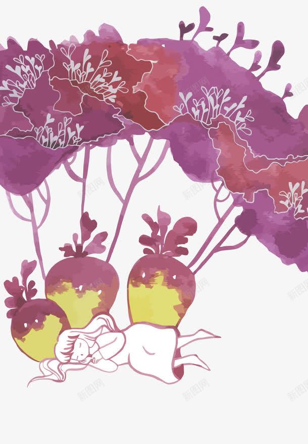 紫色萝卜头png免抠素材_新图网 https://ixintu.com PNG图片 PNG图片素材 PNG素材 PNG素材免费下载 树木 水彩 紫色 萝卜