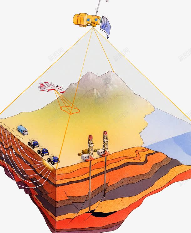 地下石油卫星探测png免抠素材_新图网 https://ixintu.com 卫星探测 岩层 开采 石油采矿