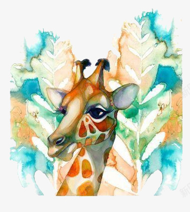手绘水彩长颈鹿png免抠素材_新图网 https://ixintu.com 动物 手绘 水彩 长颈鹿