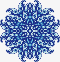 装饰蓝色青花瓷纹样矢量图素材