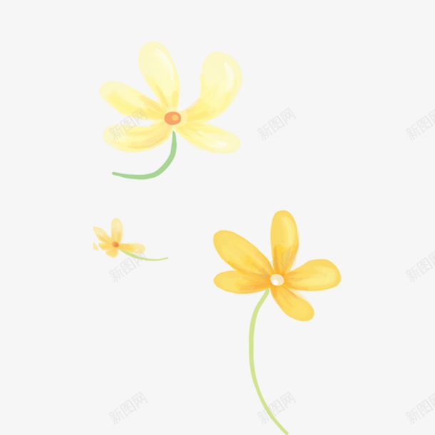 黄色手绘的花朵装饰png免抠素材_新图网 https://ixintu.com 三朵花 手绘花朵 花卉 花朵 花朵装饰 黄色花朵