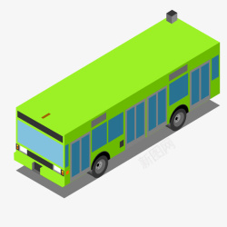 手绘卡通绿色公交车素材