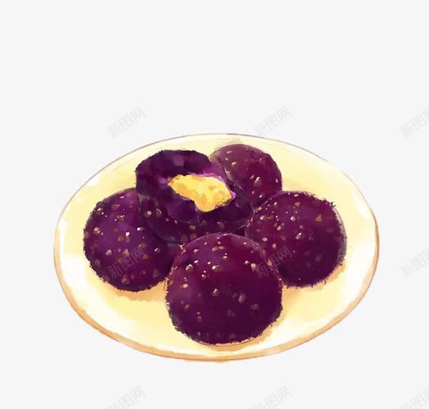 手绘紫薯球png免抠素材_新图网 https://ixintu.com 好吃 小清新 水彩 紫薯球 食物