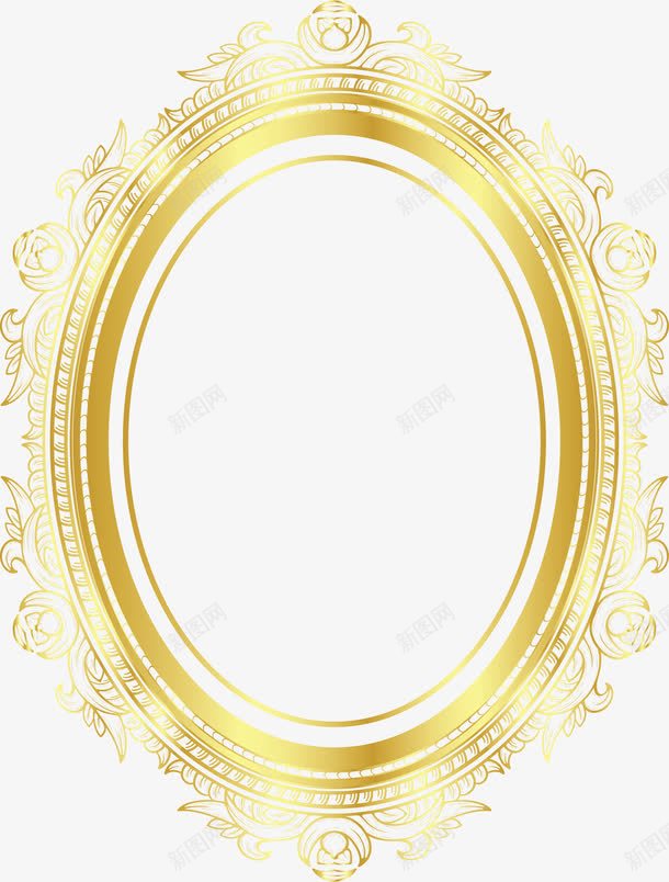 金色花纹框png免抠素材_新图网 https://ixintu.com png图形 png装饰 花纹框 装饰 金色