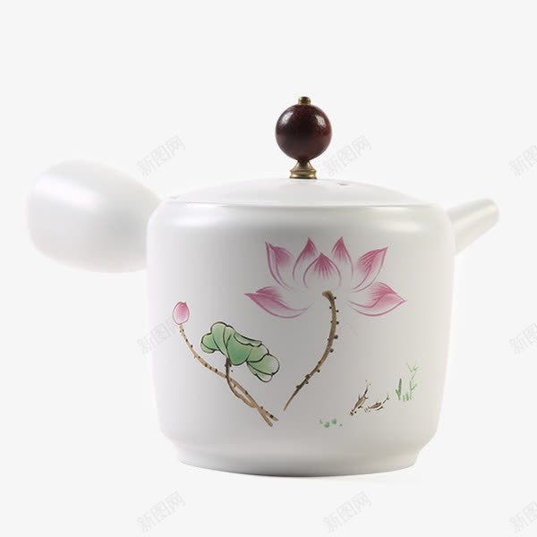 陶瓷泡茶茶具茶壶荷趣png免抠素材_新图网 https://ixintu.com 产品实物 泡茶工具 白瓷茶壶