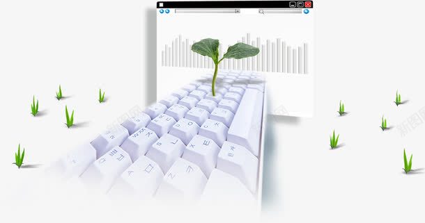 电脑商务科技png免抠素材_新图网 https://ixintu.com 叶子 商务 树叶 电脑 科技 键盘