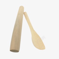 实木擀面杖擀面棒木勺高清图片